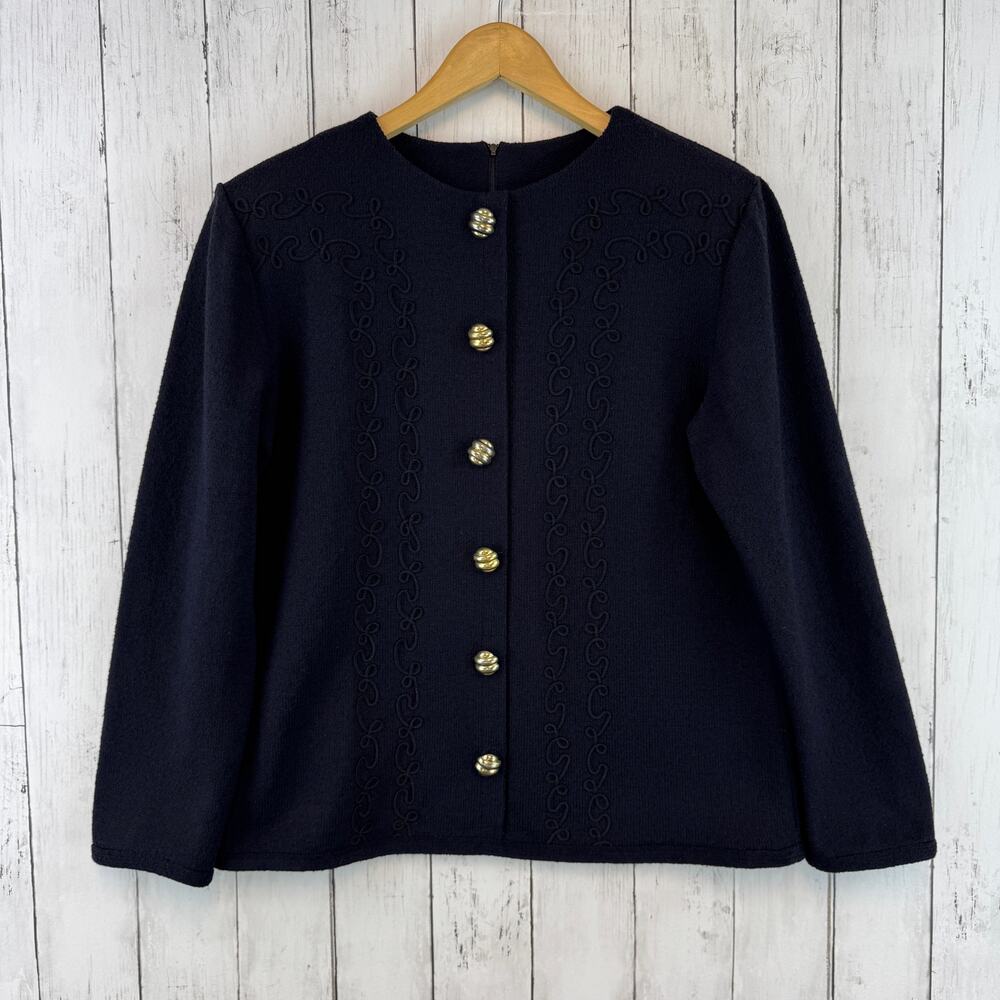 VTG Castleberry Embroidered Gold Bee Hive Buttons Knit Sweater Plus Size 14